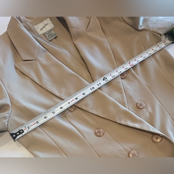 VINTAGE 90s Jacqueline Ferrar‎ Oversized Neutral Tan Women’s Blazer Misses Sz 16 - Picture 5 of 9